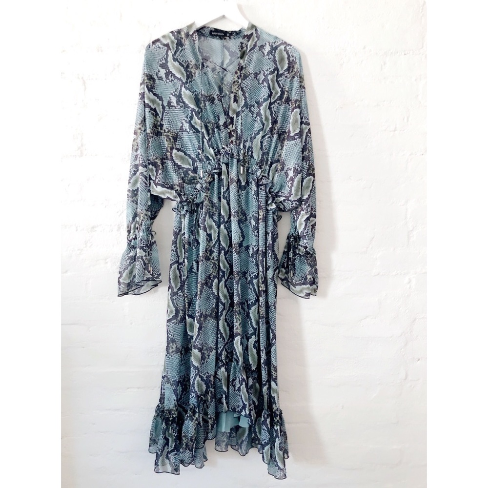 Karen Millen snakeskin cris cross neckline dress